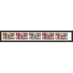 France N°1607 Libération Maréchal Leclerc guerre 1939/45 1969 Essai color proof Non dentelé (imperf) bande de 5