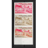 France N°1645 Abbaye de Chancelade (Dordogne) bande de 3 Essai (trial color proof) Non dentelé imperf ** MNH
