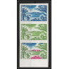 France N°1646 Ilet du Gosier (Guadeloupe) bande de 3 Essai (trial color proof) Non dentelé imperf ** MNH
