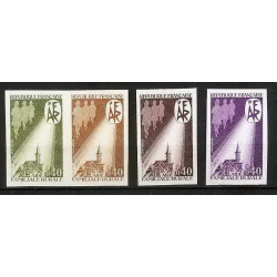 France N°1682 familiale rurale. Eglise (church) Essai (trial color proof) + Non dentelé imperf ** MNH lot de 4