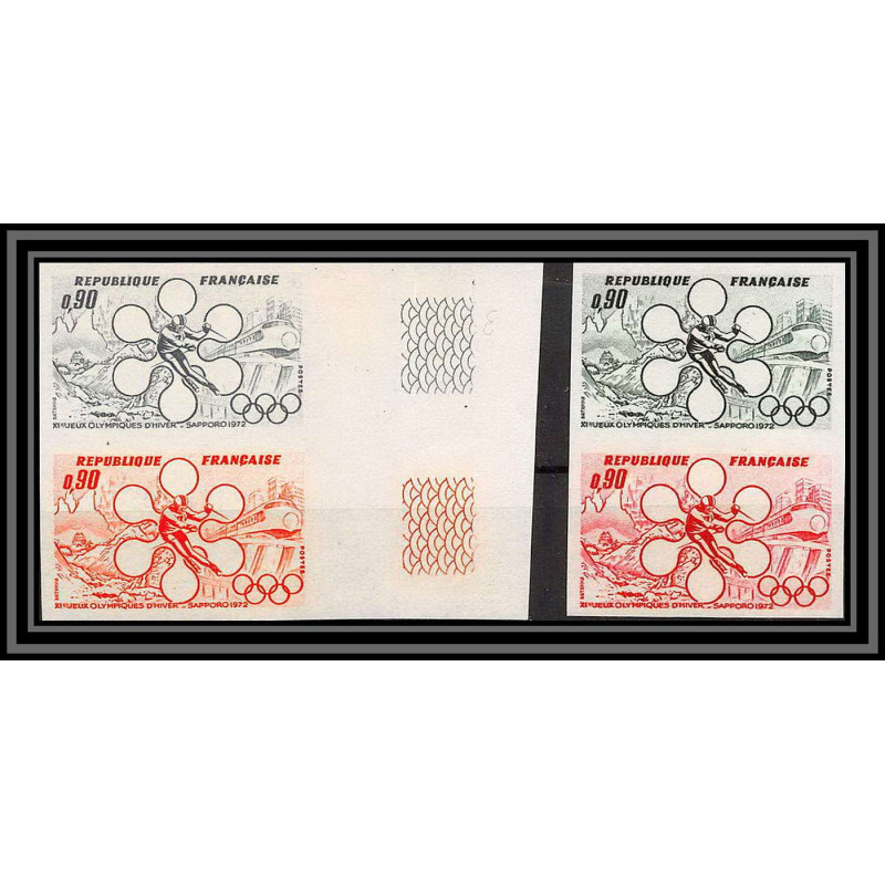 France N°1705 jeux olympiques 72 (olympic games) Sapporo japan 1972 Essai trial color proof Non dentelé imperf