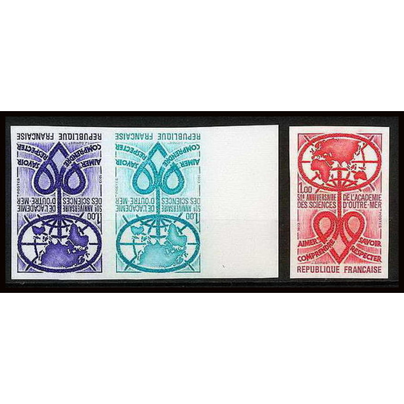 France N°1760 Académie des Sciences d'Outre-Mer (cœur heart) Essai (trial color proof) Non dentelé imperf **