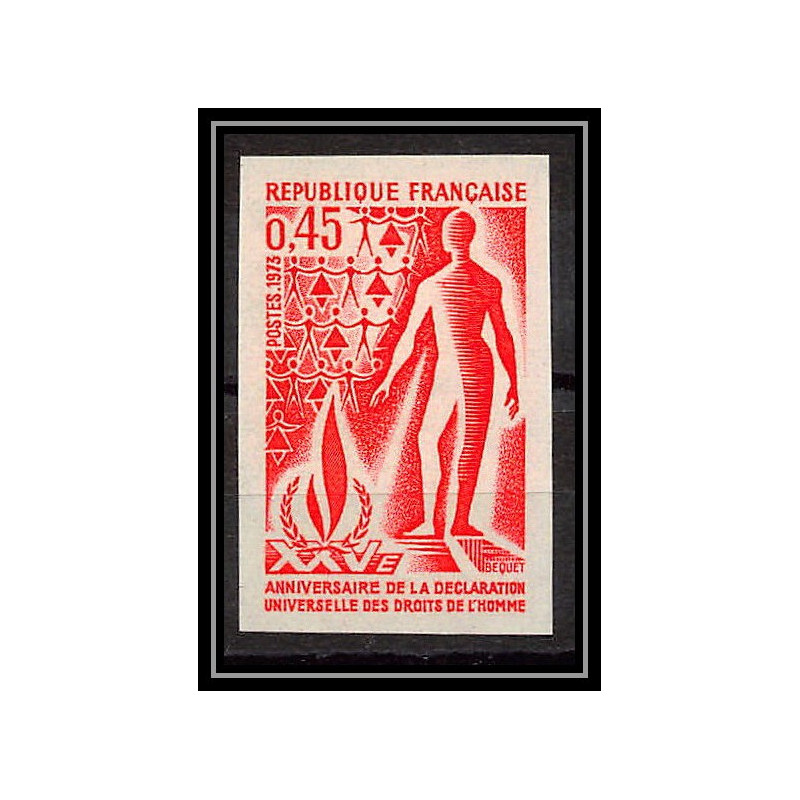 France N°1781 déclaration des Droits de l'Homme 1973 Essai trial proof Non dentelé ** imperf 