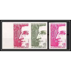 France N°1784 Grignion de Montfort (pretre - priest ) lot de 3 Essai (trial color proof) Non dentelé imperf ** MNH