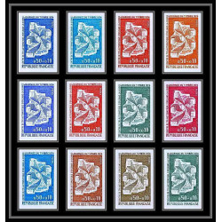 France N°1786 Journée du timbre 1974 Centre de tri Orleans lot de 12 essai proof Non dentelé imperf ** MNH