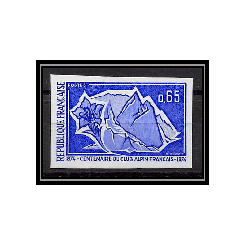 France N°1788 club alpin français GENTIANE ET GLACIER 1974 Essai trial proof Non dentelé ** imperf