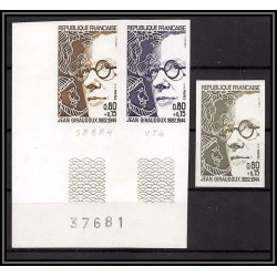 France N°1822 Jean Giraudoux (écrivain writer) lot de 3 Essai proof) Non dentelé imperf ** MNH