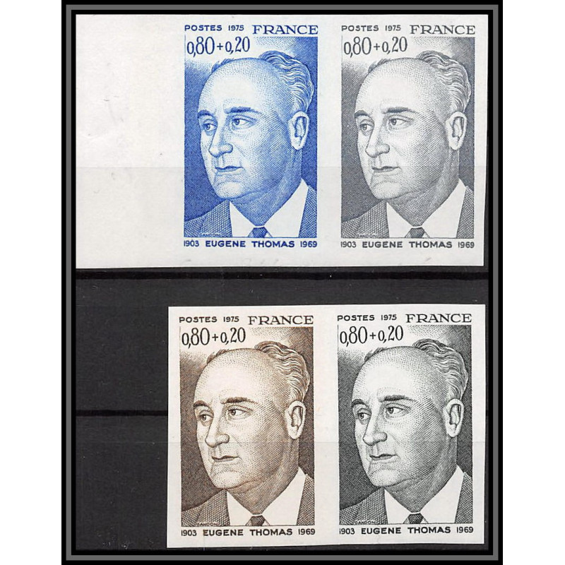France N°1827 Eugene Thomas résistance France au Combat guerre 1939/45 lot de 4 Essai proof) Non dentelé imperf **