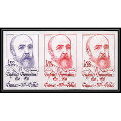 France N°1897 Fromentin peintre écrivain Tableau (tableaux painting) bande de 3 Essai trial proof Non dentelé ** imperf