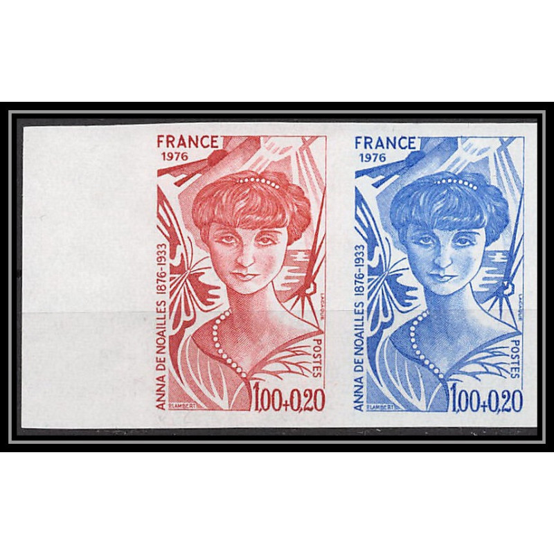 France N°1898 Anna de Noailles ecrivain poete poet paire Essai (trial color proof) Non dentelé imperf ** MNH