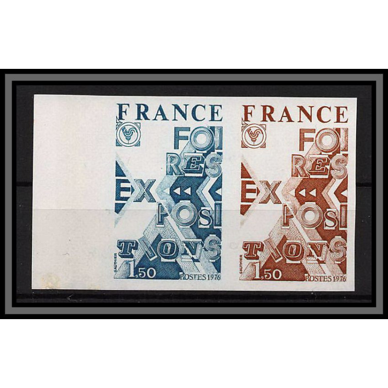 France N°1909 Foires expositions 1976 Essai (trial color proof) Non dentelé imperf ** MNH paire