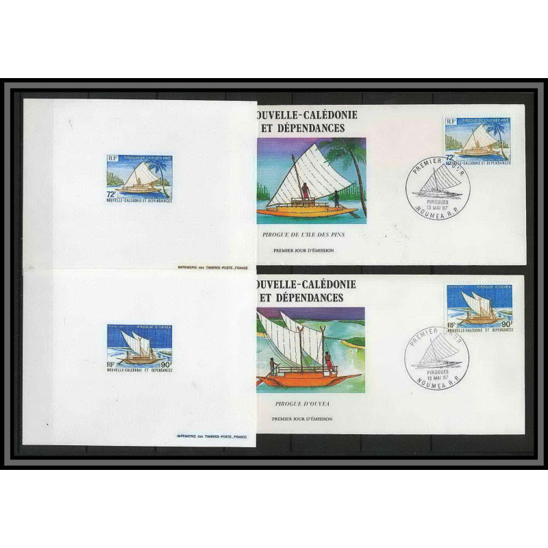 Nouvelle calédonie épreuve de luxe / deluxe proof + FDC - N° 535/536 pirogue caledonienne ILE DES PINS bateau (boat)