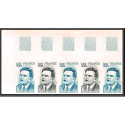 France N°1953 Edouard Herriot bande de 5 Essai (trial color proof) Non dentelé imperf ** MNH