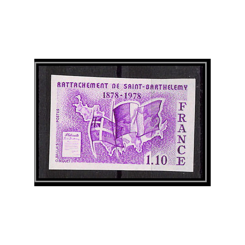 France N°1985 Rattachement de l'île de St-Barthélémie à la France 1985 Essai trial proof Non dentelé ** imperf