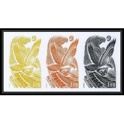 France N°2018 oiseaux (birds of prey) balbuzard rapaces osprey bande 3 trial color proof Non dentelé imperf ** MNH (1)