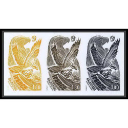 France N°2018 oiseaux (birds of prey) balbuzard rapaces osprey bande 3 trial color proof Non dentelé imperf ** MNH (4)