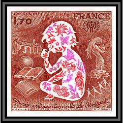 France N°2028 Année internationale de l'Enfant child 1979 Non dentelé ** MNH (Imperf) cote 80