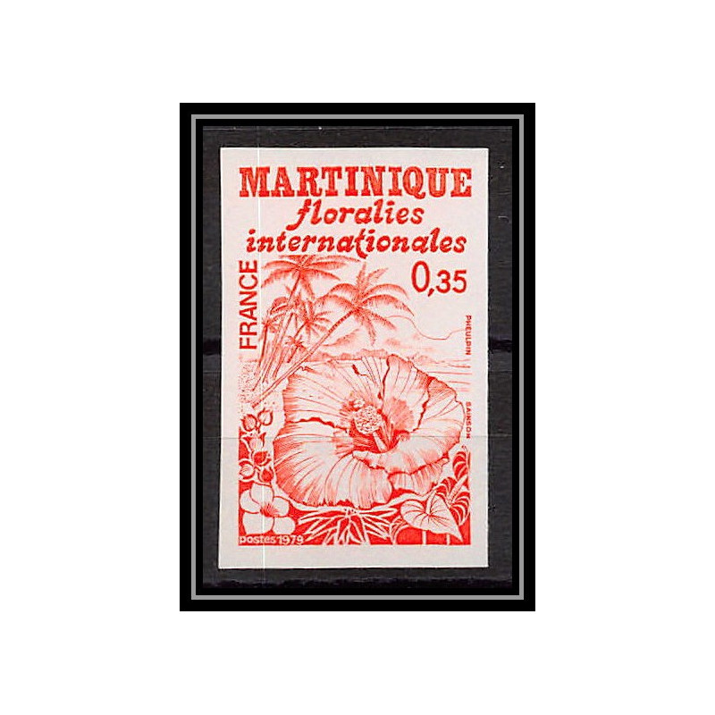 France N°2035 Floralies internationales de la Martinique 1979 fleur flowers Essai trial proof Non dentelé ** imperf 