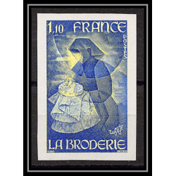 France N°2079 Métiers d'Art. La broderie d'après une œuvre de Toffoli 1980 Essai trial proof Non dentelé ** imperf 