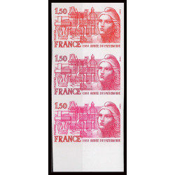 France N°2092 Année du patrimoine marianne gandon 1980 bande de 3 couleurs différentes Essai proof Non dentelé imperf **