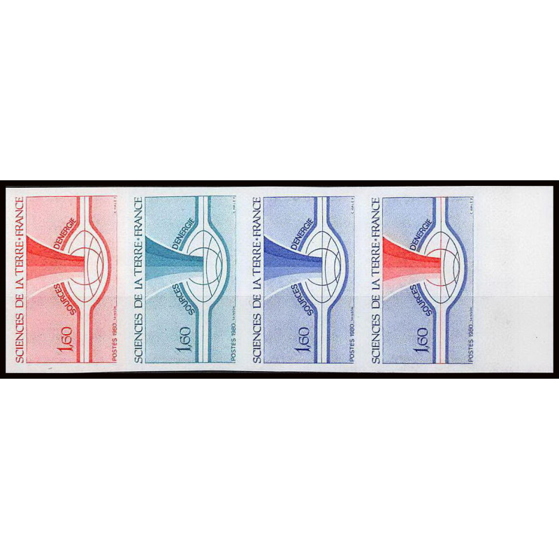France N°2093 Sciences de la Terre energie energy 1980 bande 4 Essai trial color proof Non dentelé imperf ** MNH
