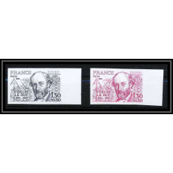 France N°2095 Viollet-le-Duc Architecte (Architect) Essai (trial color proof) + Non dentelé imperf ** MNH
