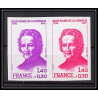 France N°2097 Robert de Lamennais (écrivain writer) 1980 paire Essai (trial color proof Non dentelé imperf **