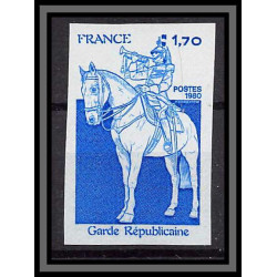 France N°2115 Garde Républicaine cheval (chevaux horse horses) 1980 Essai trial proof Non dentelé ** imperf 