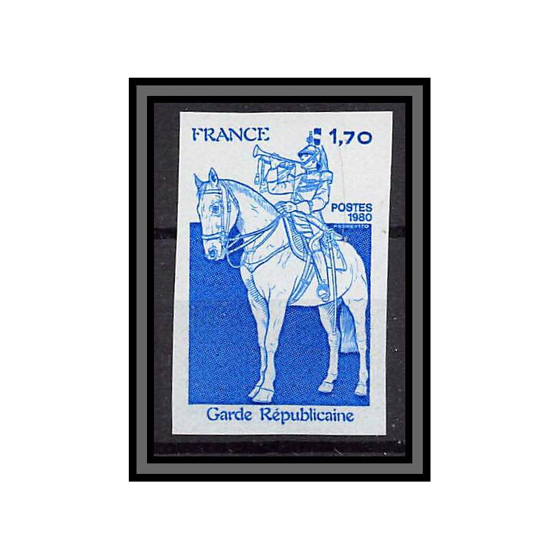 France N°2115 Garde Républicaine cheval (chevaux horse horses) 1980 Essai trial proof Non dentelé ** imperf 