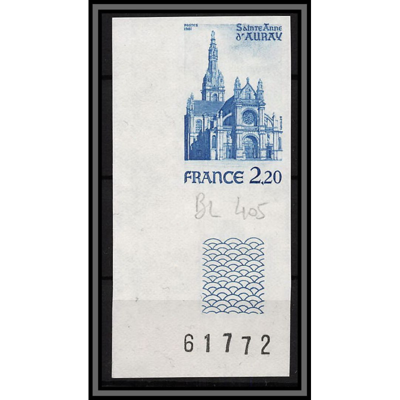 France N°2134 Basilique de Sainte Anne d'Auray (église church) Essai proof Non dentelé imperf ** MNH coin de feuille