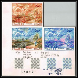 France N°2136 La sente du chou de Pissarro Tableau Painting BLOC 3 essais de couleur proof Non dentelé ** MNH (Imperf) 