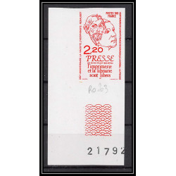 France N°2143 liberté de la Presse renaudot 1981 freedom media coin de feuille Essai proof Non dentelé imperf ** MNH