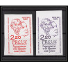 France N°2143 liberté de la Presse renaudot 1981 freedom media lot de 2 couleurs Essai proof Non dentelé imperf ** MNH