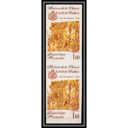 France N°2171 chasse Hotel de Guénégand cerf sculpture deer hunting Essai color proof Non dentelé imperf ** MNH paire