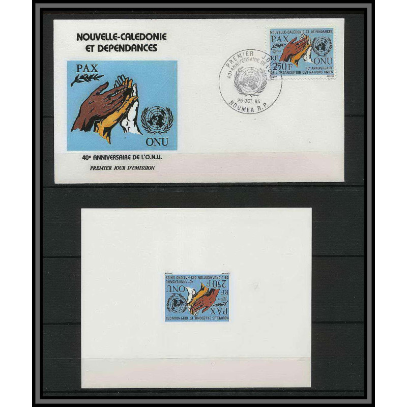 Nouvelle calédonie épreuve de luxe / deluxe proof + FDC Premier jour N° 248 ONU Nations unies (uno) 40ème anniversaire