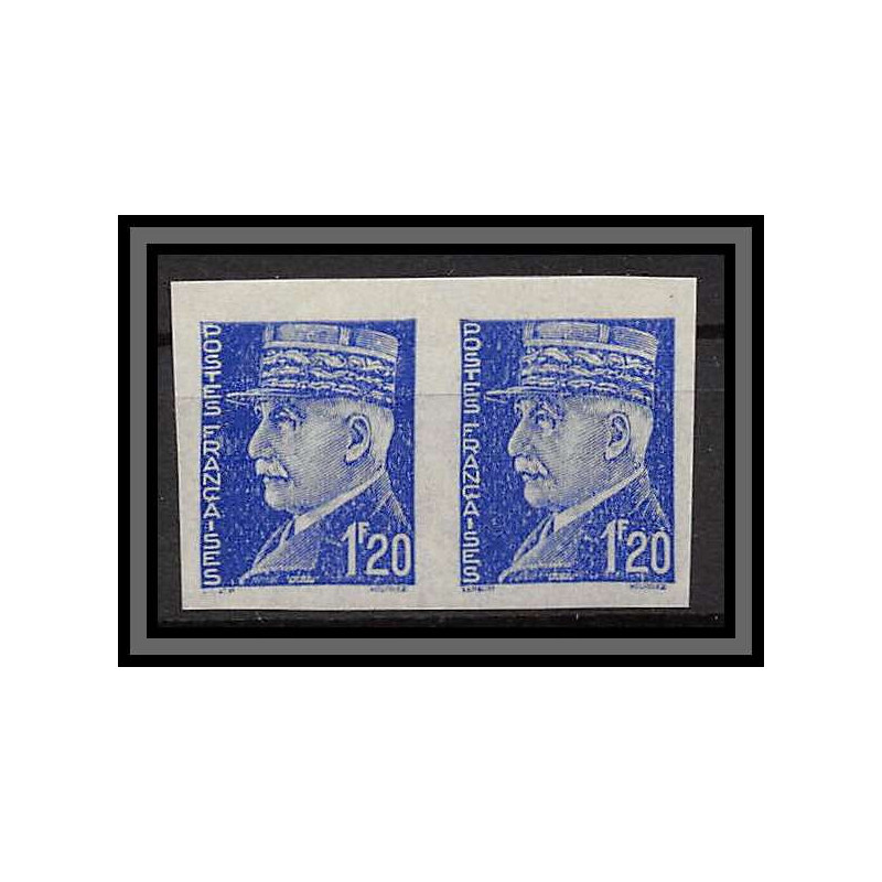France N°515 marechal petain Non dentelé ** MNH (Imperf) essai de couleur trial color proof paire