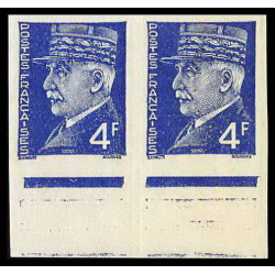 France N°521a (521 a) marechal petain paire bord de feuille Non dentelé ** MNH (Imperf) 
