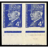 France N°521a (521 a) marechal petain paire bord de feuille Non dentelé ** MNH (Imperf) 