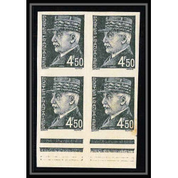 France N°521b (521 b) marechal petain bloc 4 Non dentelé ** MNH (Imperf) 