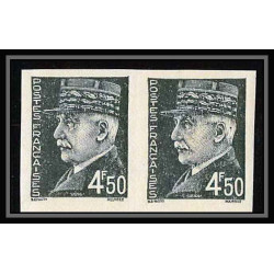 France N°521b (521 b) marechal petain paire Non dentelé ** MNH (Imperf) 