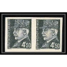 France N°521b (521 b) marechal petain paire Non dentelé ** MNH (Imperf) 