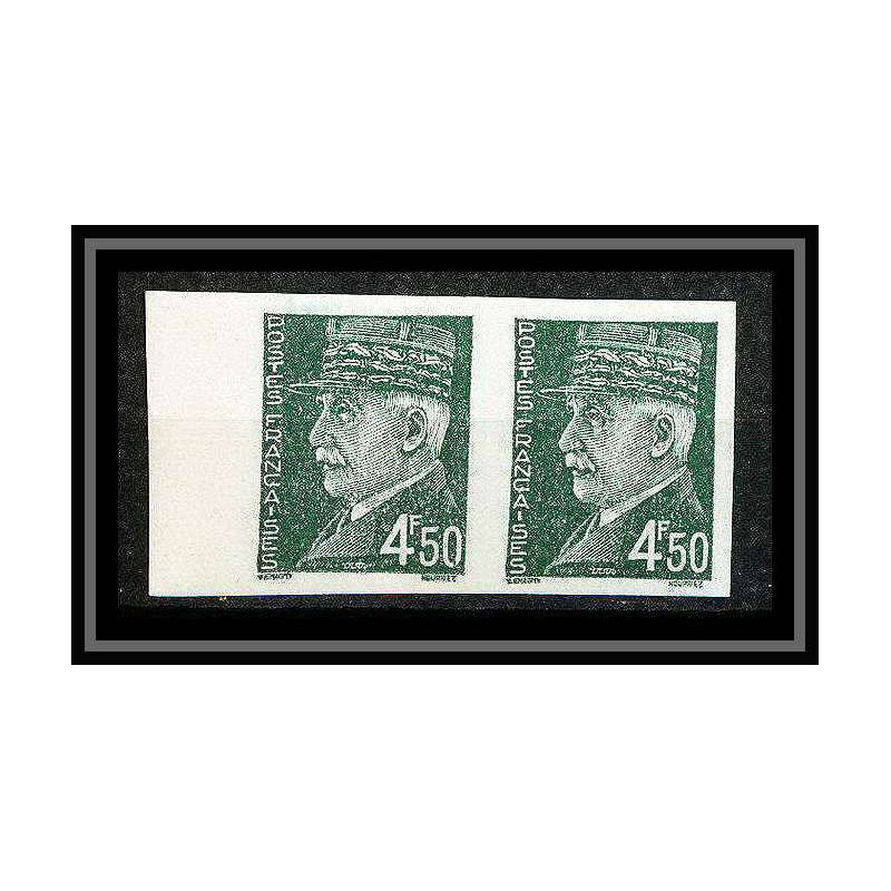 France N°521b pétain paire Non dentelé ** MNH (Imperf)