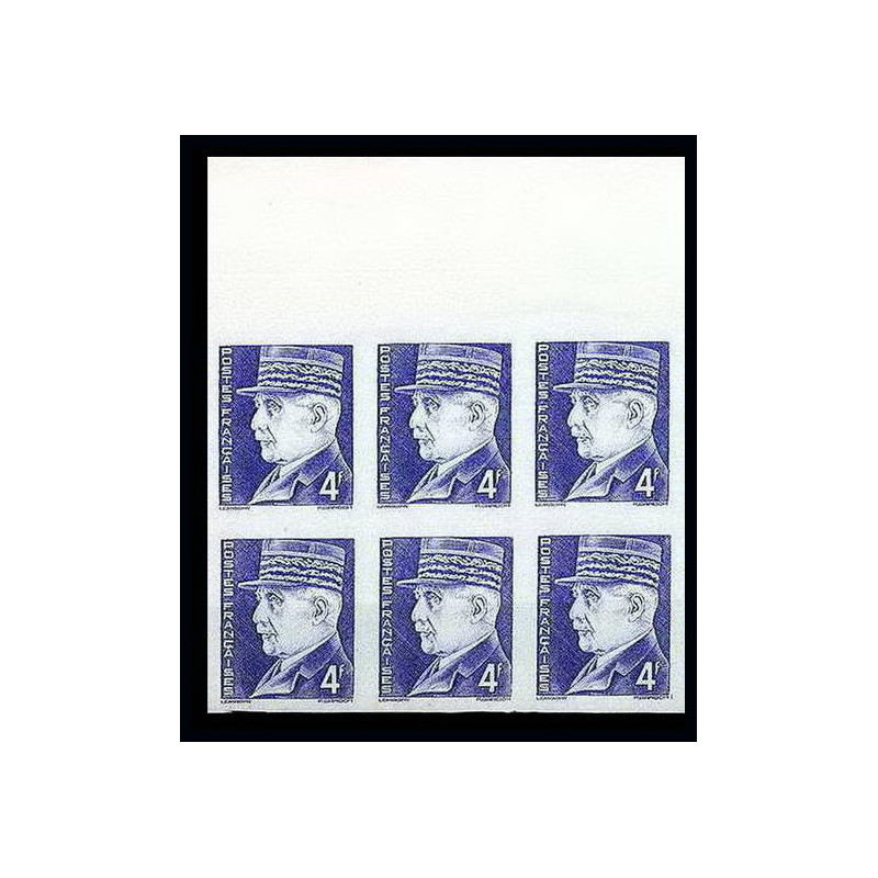 France N°522 pétain bloc de 6 Non dentelé ** MNH (Imperf)