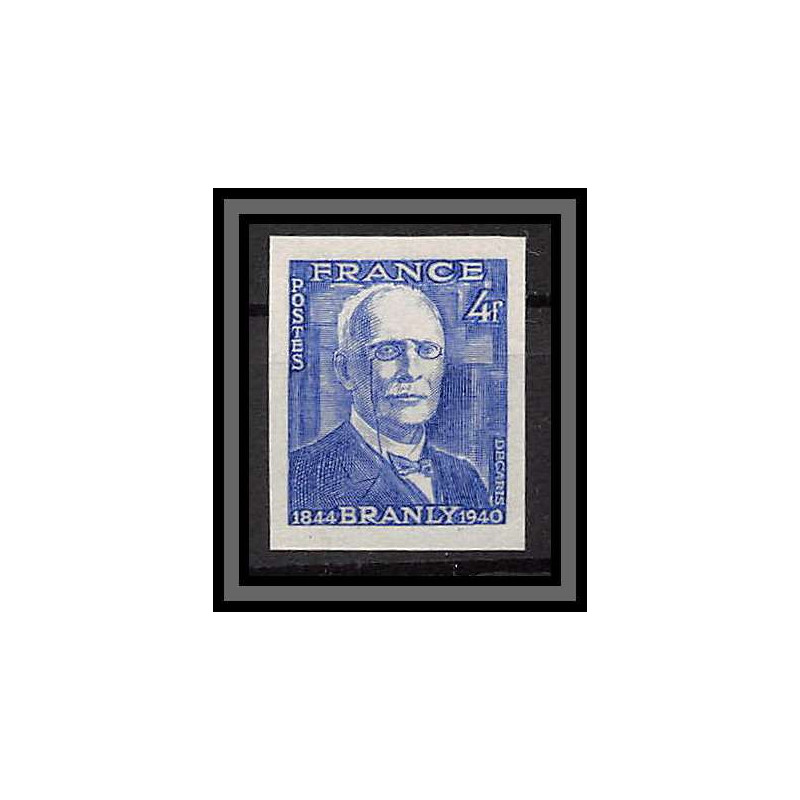 France N°599 physicien (physic) Edouard Branly Non dentelé ** MNH (Imperf) cote maury 35 euros