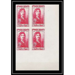 France N°612 Moliere acteur actor theatre 1944 Bloc de 4 Non dentelé ** MNH (Imperf)
