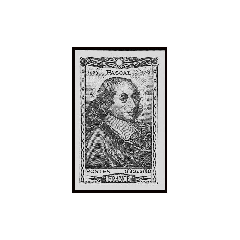 France N°614 Blaise Pascal mathématicien mathematics ecrivain writer 1944 Non dentelé ** MNH (Imperf)