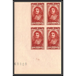 France N°616 Colbert ministre de Louis XIV 1944 Bloc de 4 Non dentelé ** MNH (Imperf) + épreuve de luxe proof