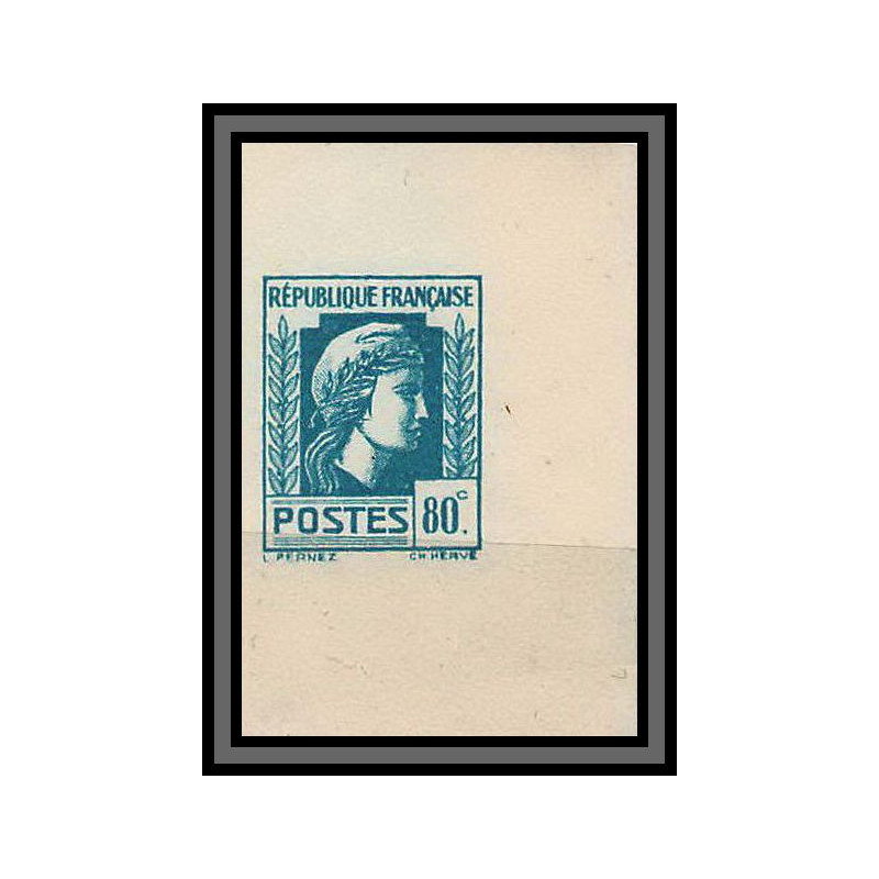 France N°636 Marianne Série d'Alger Non dentelé (Imperf) coin de feuille essai trial color proof