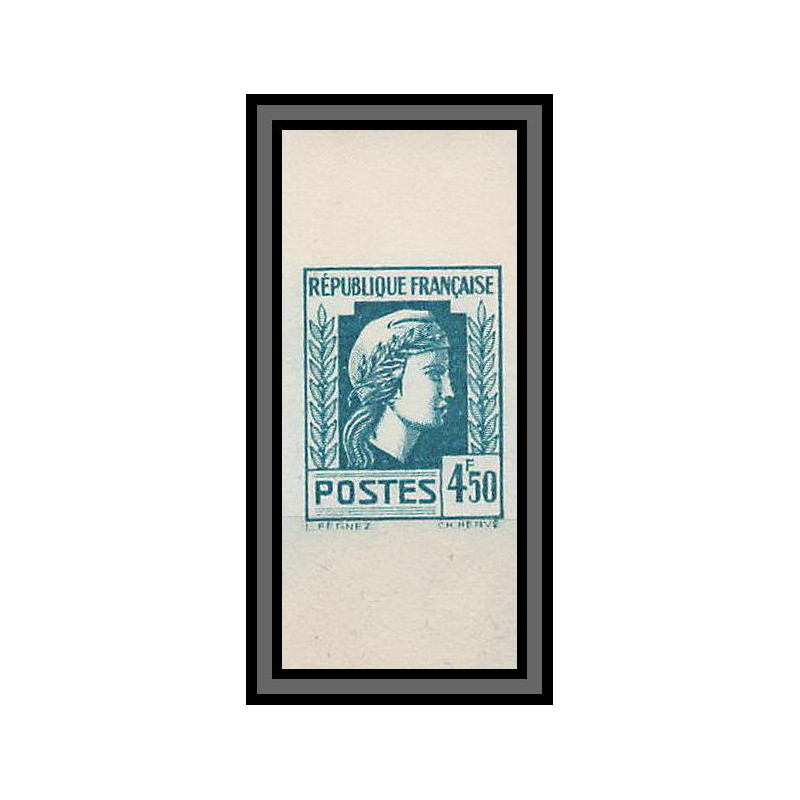 France N°644 Marianne Série d'Alger Non dentelé (Imperf) bord de feuille essai trial color proof