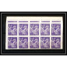 France N°651 Type Iris bloc de 10 Non dentelé ** MNH (Imperf)